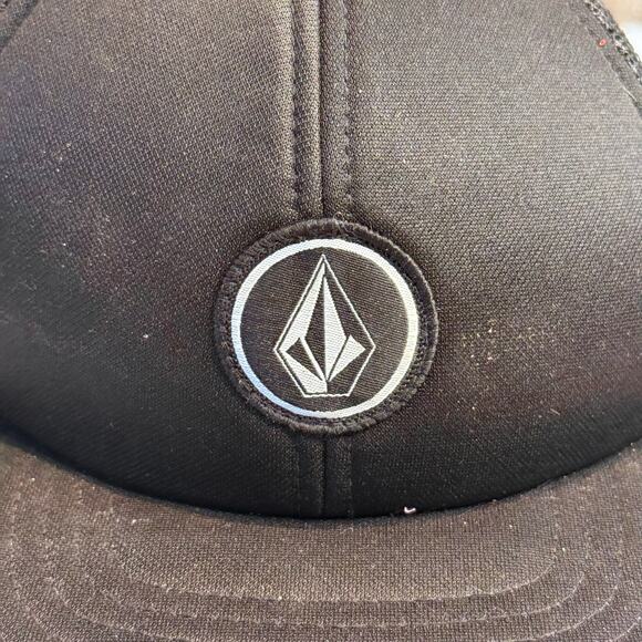 Volcom Stone Patch Snapback Trucker Hat Black One Size Solid 6 Panel - Picture 2 of 6